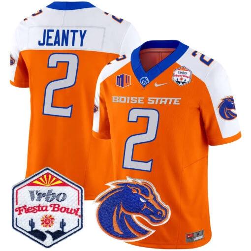 Ashton Jeanty Jersey #2 Boise State Broncos 2025 Fiesta Bowl Patch Vapor Orange by My Store
