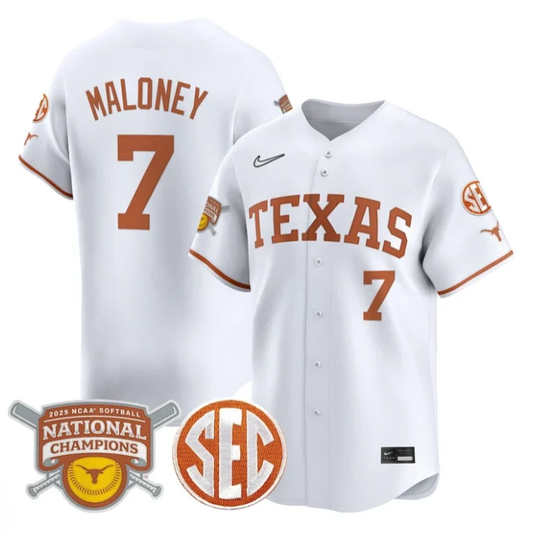 Ashton Maloney Jersey #7 Texas Longhorns 2025 National Champions White by My Store