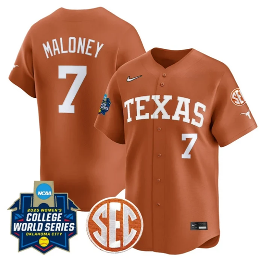 Ashton Maloney Jersey #7 Texas Longhorns 2025 World Series Stitched Orange by My Store