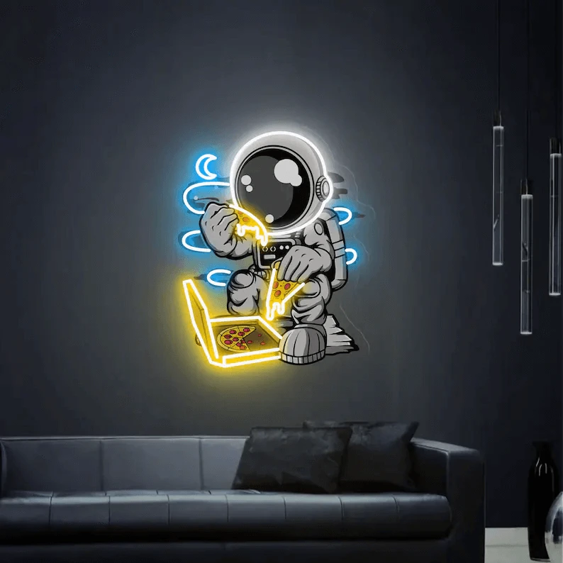 Astronaut Neon Sign Pizza Neon Sign UV Printing Acrylic Neon Sign by Neonchics