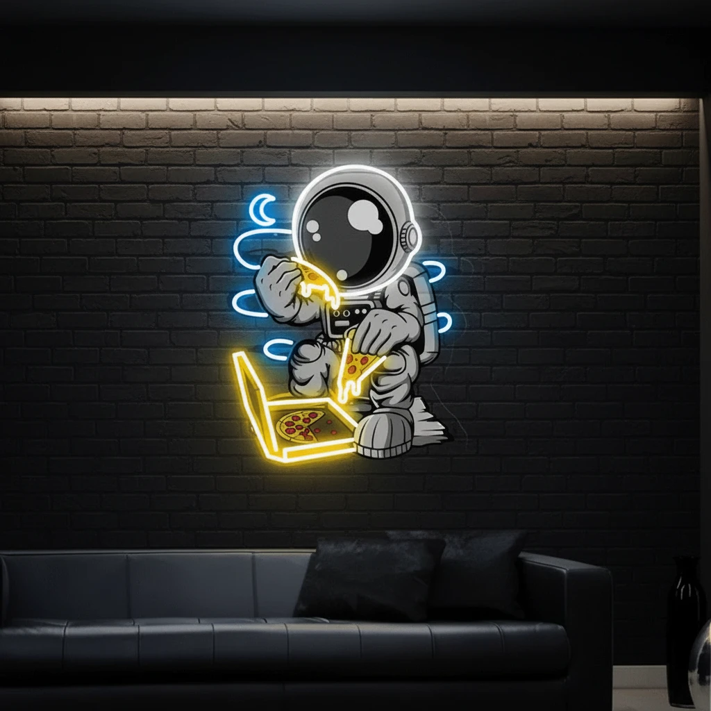 Astronaut Neon Sign Pizza Neon Sign UV Printing Acrylic Neon Sign by Neonchics