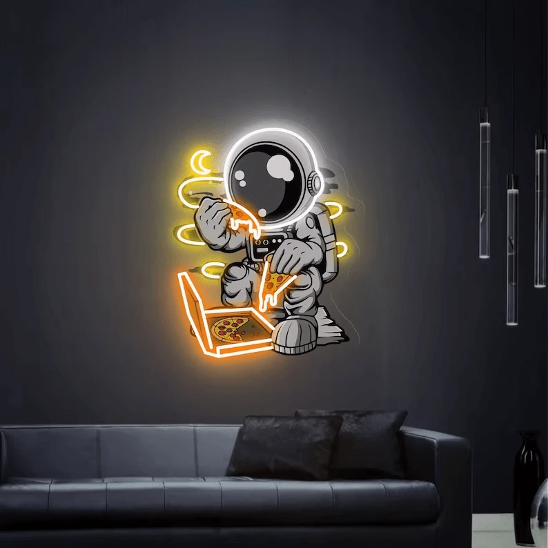 Astronaut Neon Sign Pizza Neon Sign UV Printing Acrylic Neon Sign by Neonchics