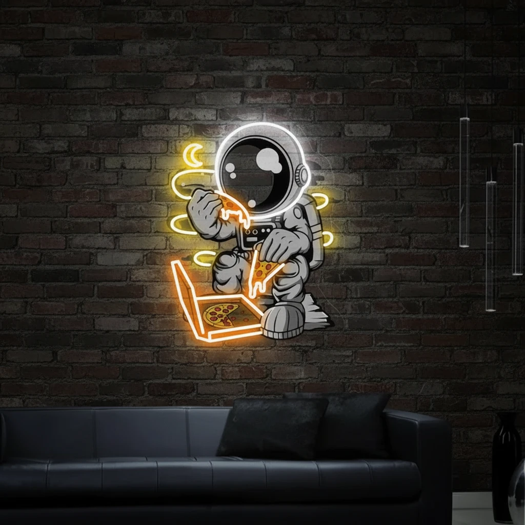 Astronaut Neon Sign Pizza Neon Sign UV Printing Acrylic Neon Sign by Neonchics
