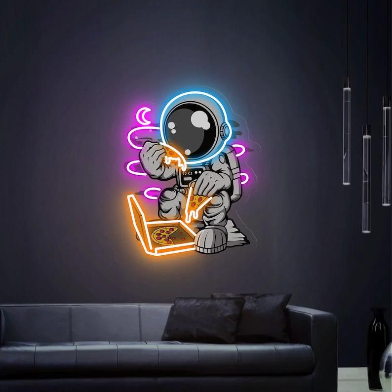 Astronaut Neon Sign Pizza Neon Sign UV Printing Acrylic Neon Sign by Neonchics