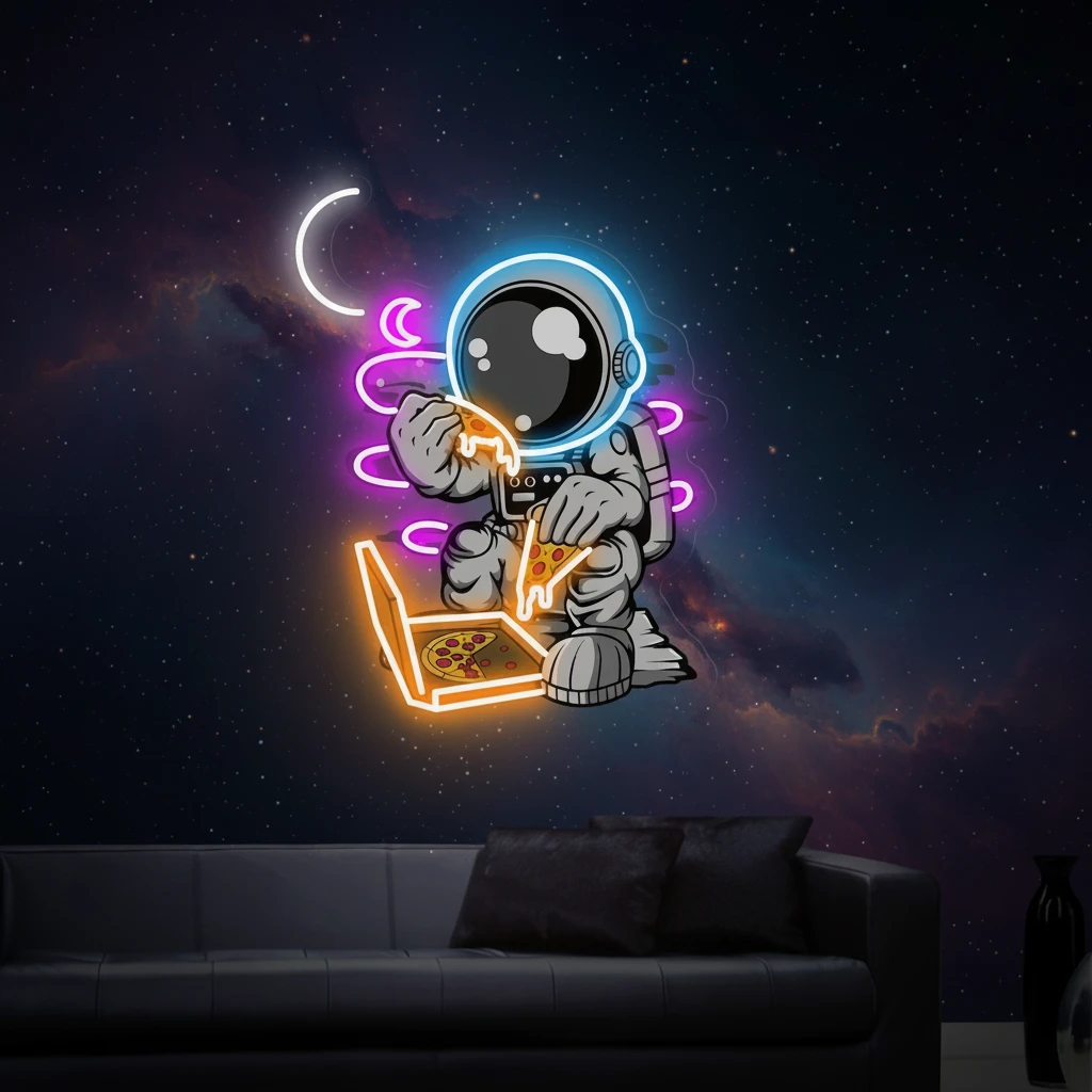 Astronaut Neon Sign Pizza Neon Sign UV Printing Acrylic Neon Sign by Neonchics