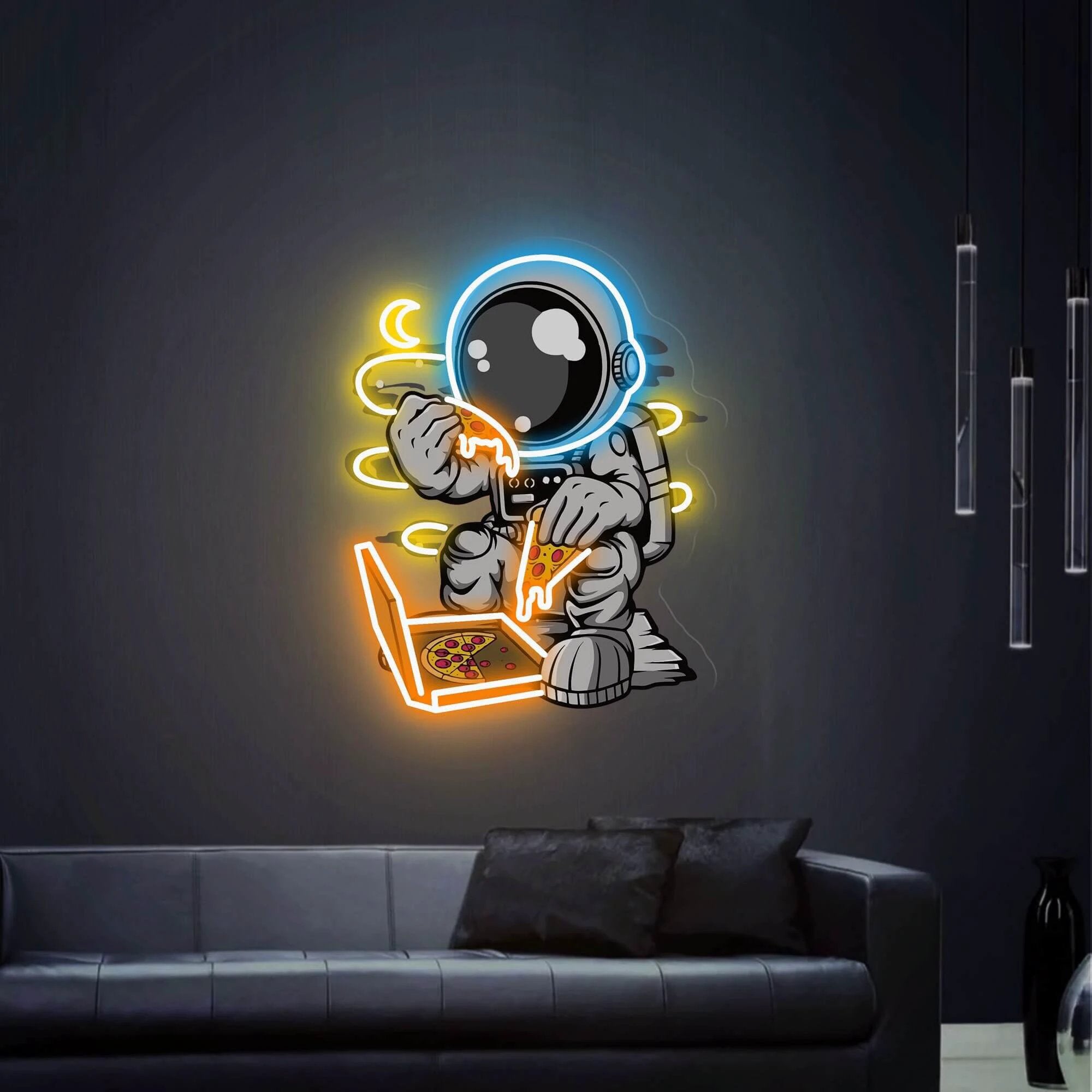 Astronaut Neon Sign Pizza Neon Sign UV Printing Acrylic Neon Sign by Neonchics