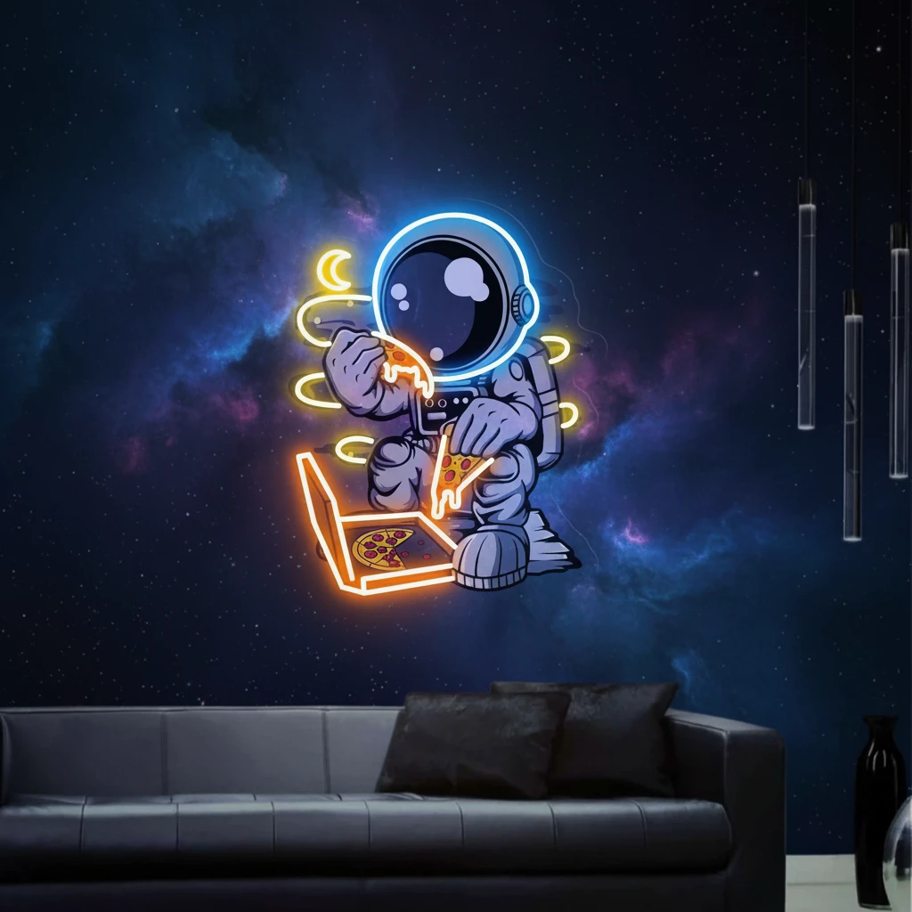 Astronaut Neon Sign Pizza Neon Sign UV Printing Acrylic Neon Sign by Neonchics
