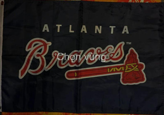 Atlanta Braves Baseball Balck flag 3X5Ft Banner USA Polyester with Brass Grommets by flagsjustdoit