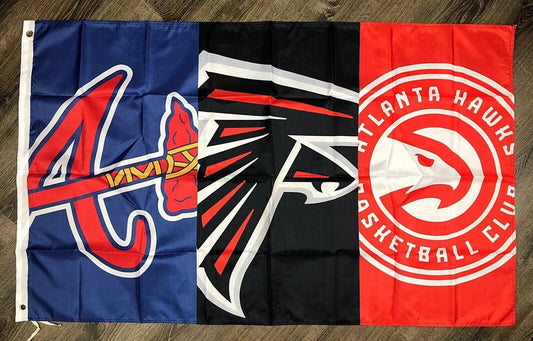 Atlanta Braves Falcons Hawks Flag 3x5 ft Sports Banner Man-Cave Garage by flagsjustdoit