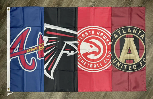 Atlanta Braves Falcons Hawks United FC Flag 3x5 ft Sports Banner Man-Cave Garage by flagsjustdoit