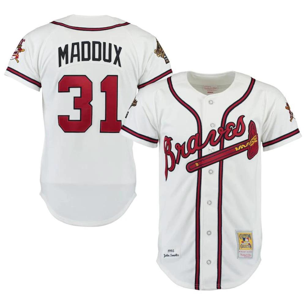 Atlanta Braves Greg Maddux White 1995 Throwback Jersey by My Store
