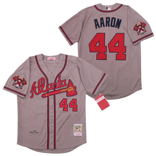 Atlanta Braves Hank Aaron Gray 1974 Throwback Jersey by My Store