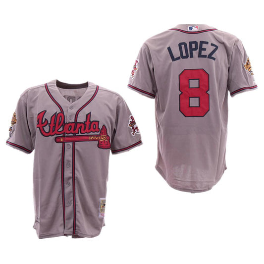 Atlanta Braves Javier Lopez Gray 1995 Throwback Jersey by My Store