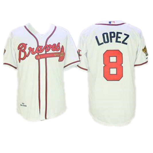 Atlanta Braves Javier Lopez White 1995 Throwback Jersey by My Store