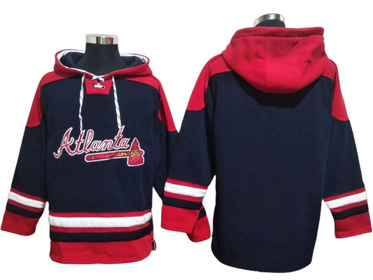 Atlanta Braves Navy Ageless Must-Have Lace-Up Pullover Hoodie by Hoodie Pullover