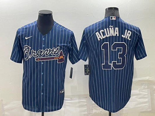 Atlanta Braves Ronald Acuna Jr. Navy Throwback Replica Jersey by My Store