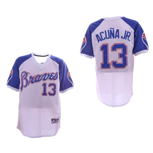 Atlanta Braves Ronald Acuna Jr White Throwback Pullover Jersey by My Store