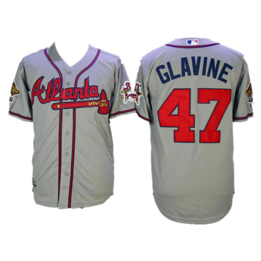 Atlanta Braves Tom Glavine Gray 1995 Throwback Jersey by My Store