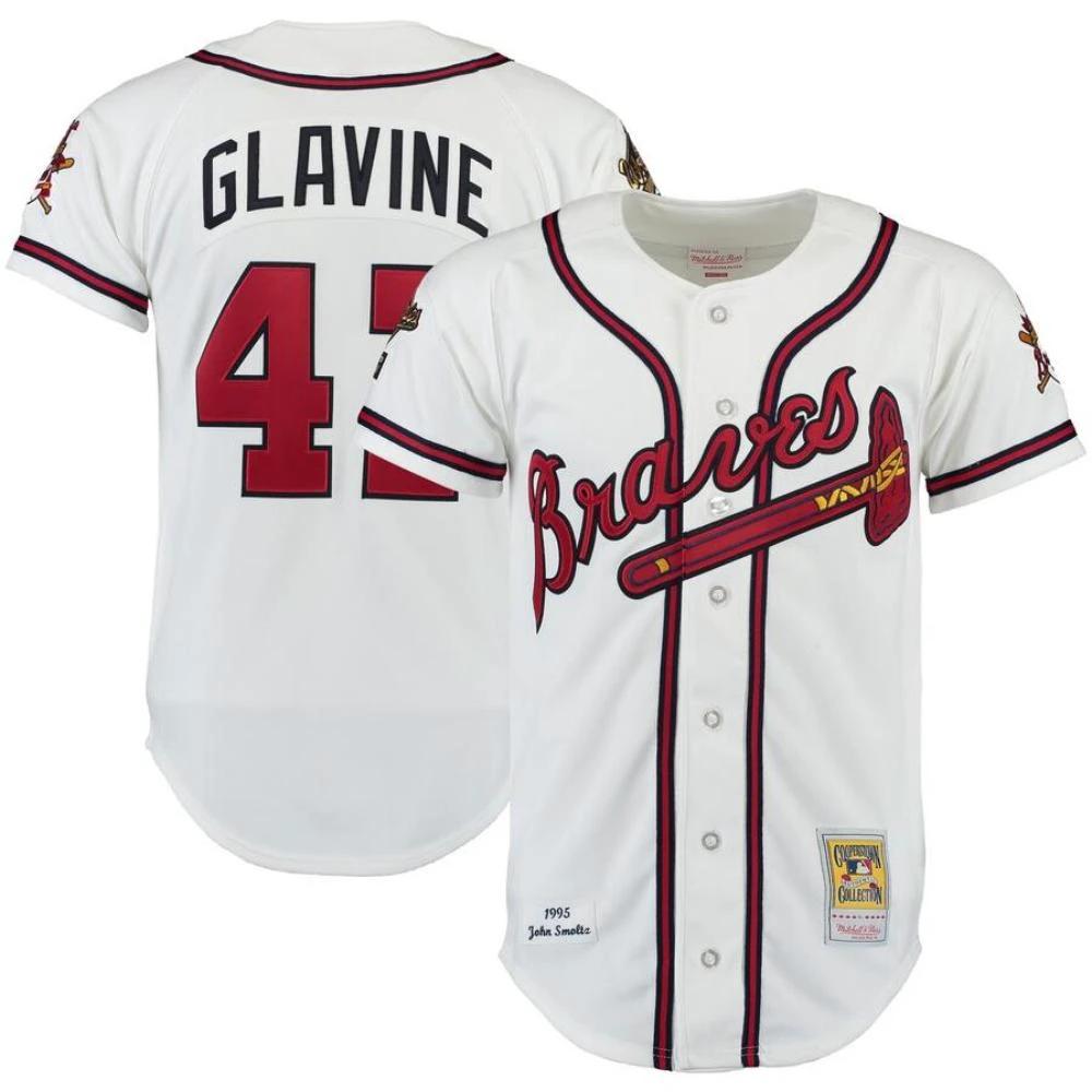 Atlanta Braves Tom Glavine White 1995 Throwback Jersey by My Store