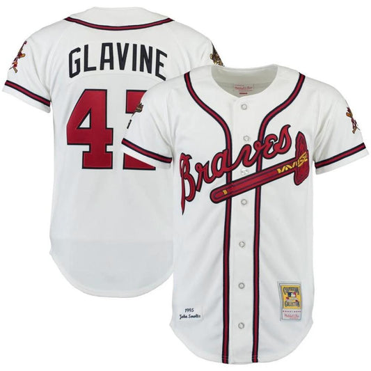 Atlanta Braves Tom Glavine White 1995 Throwback Jersey by My Store