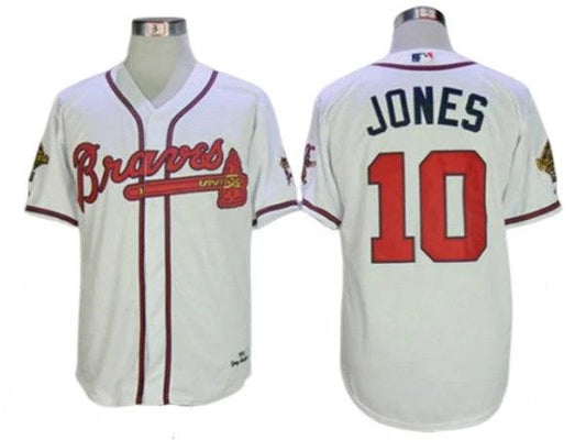 Atlanta Braves #10 Chipper Jones 1995 Throwback Jersey - White by My Store