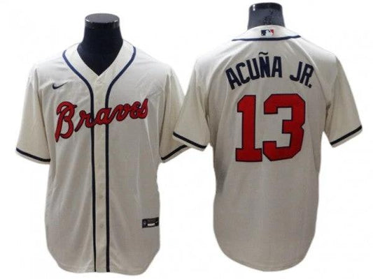 Atlanta Braves #13 Ronald Acuna Jr. Cream Cool Base Jersey by My Store