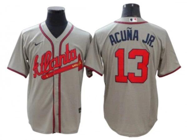 Atlanta Braves #13 Ronald Acuna Jr. Gray Cool Base Jersey by My Store