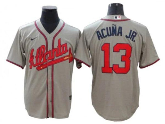 Atlanta Braves #13 Ronald Acuna Jr. Gray Cool Base Jersey by My Store