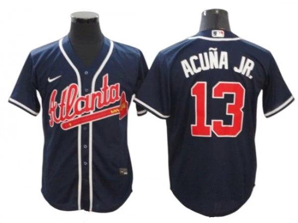 Atlanta Braves #13 Ronald Acuna Jr. Navy Alternate Cool Base Jersey by My Store