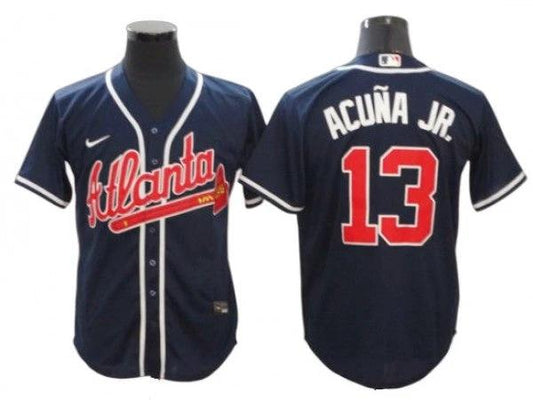 Atlanta Braves #13 Ronald Acuna Jr. Navy Alternate Cool Base Jersey by My Store