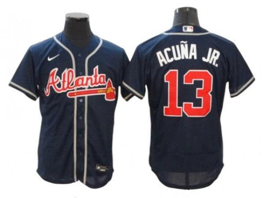 Atlanta Braves #13 Ronald Acuna Jr. Navy Alternate Flex Base Jersey by My Store