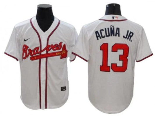 Atlanta Braves #13 Ronald Acuna Jr. White Home Cool Base Jersey by My Store