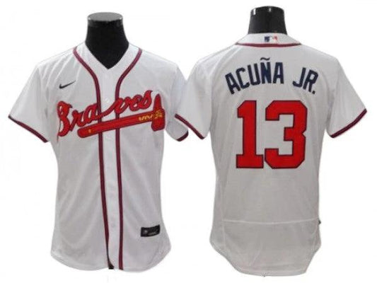 Atlanta Braves #13 Ronald Acuna Jr. White Home Flex Base Jersey by My Store