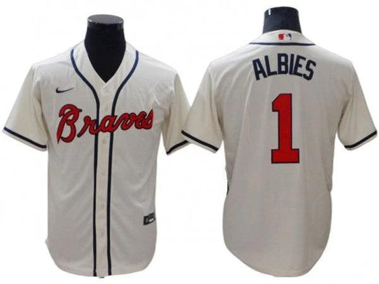 Atlanta Braves #1 Ozzie Albies Cream Cool Base Jersey by My Store