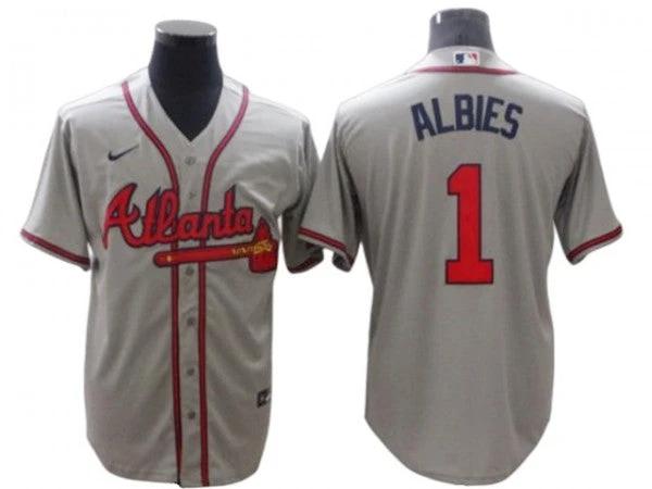 Atlanta Braves #1 Ozzie Albies Gray Road Cool Base Jersey by My Store