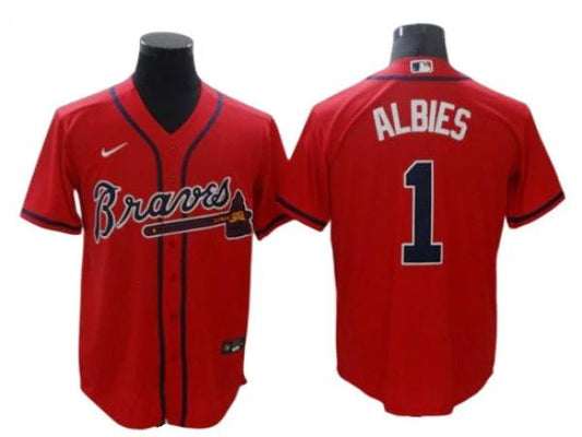 Atlanta Braves #1 Ozzie Albies Red Alternate Cool Base Jersey by My Store