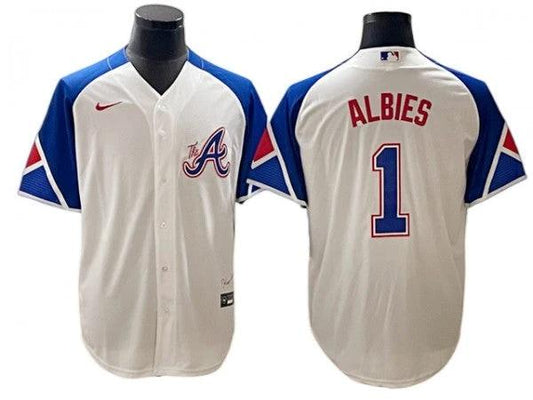 Atlanta Braves #1 Ozzie Albies White City Connect Jersey by My Store