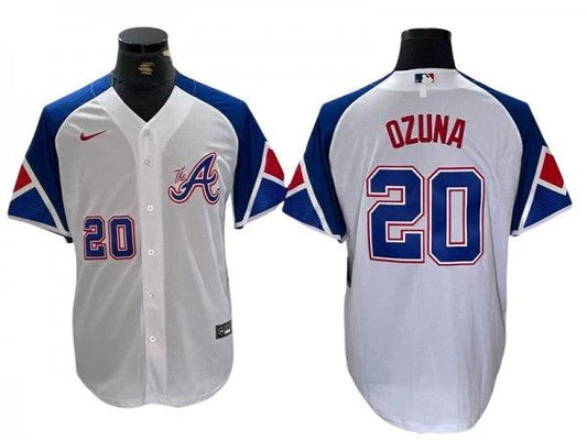 Atlanta Braves #20 Marcell Ozuna White City Connect Jersey by My Store