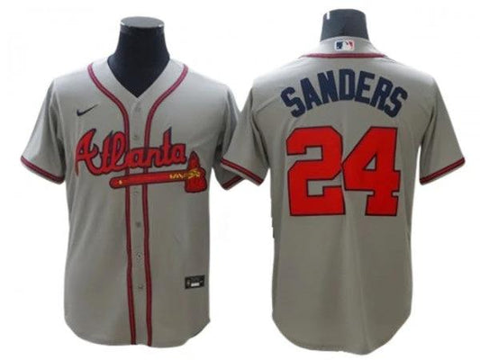 Atlanta Braves #24 Deion Sanders Gray Cool Base Jersey by My Store