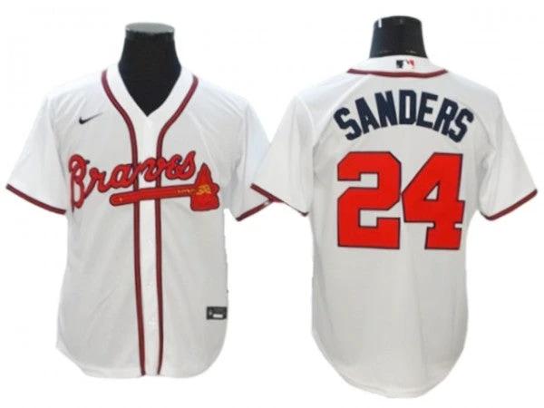 Atlanta Braves #24 Deion Sanders White Cool Base Jersey by My Store