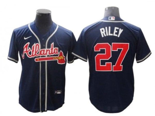 Atlanta Braves #27 Austin Riley Navy Alternate Cool Base Jersey by My Store