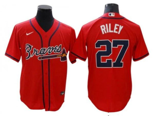 Atlanta Braves #27 Austin Riley Red Alternate Cool Base Jersey by My Store