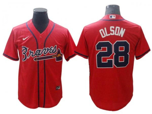 Atlanta Braves #28 Matt Olson Red Alternate Cool Base Jersey by My Store