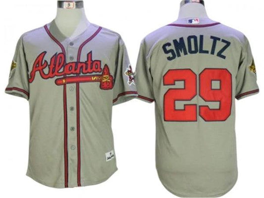 Atlanta Braves #29 John Smoltz 1995 Throwback Jersey - Gray by My Store