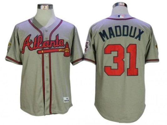Atlanta Braves #31 Greg Maddux 1995 Throwback Jersey - Gray by My Store