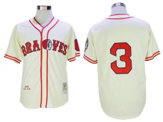 Atlanta Braves #3 Babe Ruth Cream 1935 Throwbacks Jersey by My Store