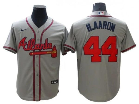 Atlanta Braves #44 Hank Aaron Gray Cool Base Jersey by My Store