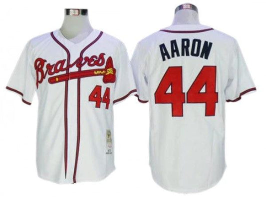 Atlanta Braves #44 Hank Aaron White Throwback Jersey by My Store