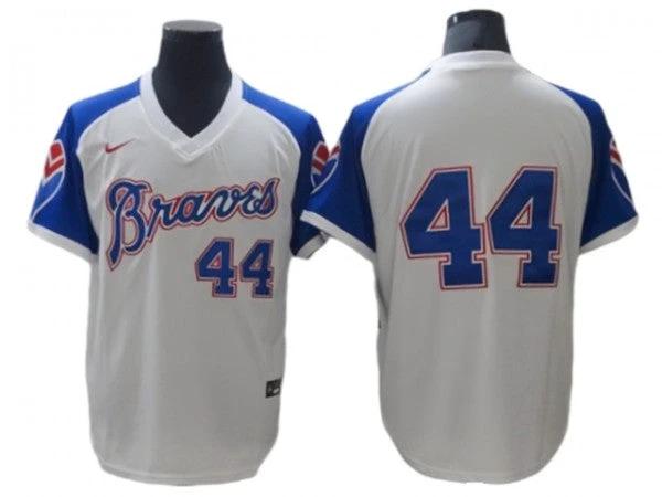 Atlanta Braves #44 Hank Aaron White Turn Back The Clock Jersey by My Store