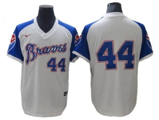 Atlanta Braves #44 Hank Aaron White Turn Back The Clock Jersey by My Store
